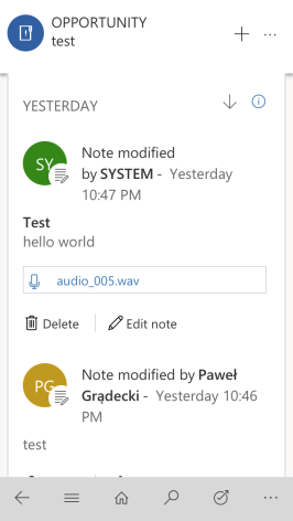 PoC – speech to text notes in Dynamics 365